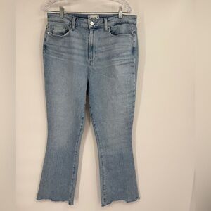Paige Femme Light Wash Frayed Hem High Rise Crop Mini Boot Denim Jeans NWT Sz 33